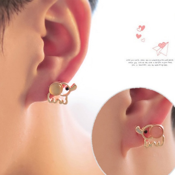 Opal Baby Elephant Stud Earrings - Picture 5 of 6